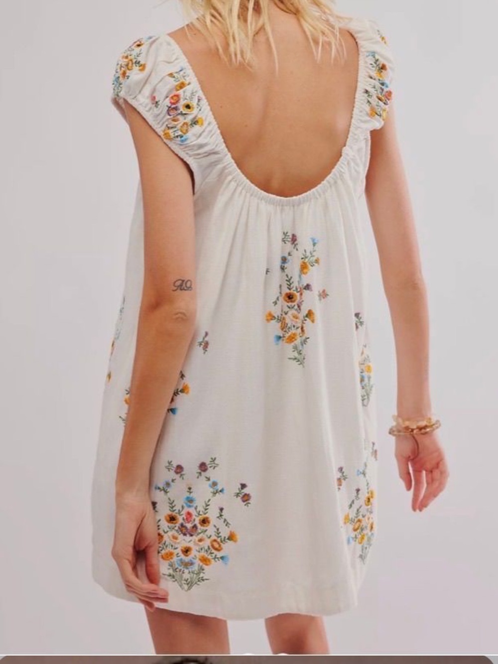 Free People Wildflower Embroidered Mini Dress - SOLD OUT MSRP $148 - Picture 2 of 4